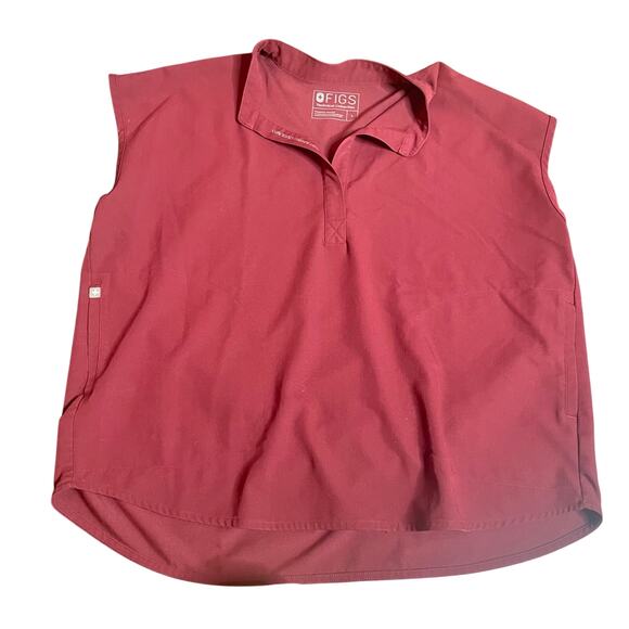 FIGS Rafaela Oversized Scrub Top‎ Large Burgundy Red Maroon CNA RN VET - Picture 1 of 4